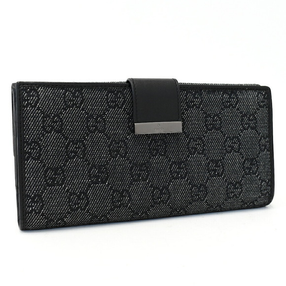 Gucci Handbags - Gucci long wallet double GG canvas leather black